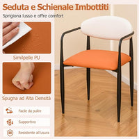 Set di 2 Sedie da Pranzo 54 x 54 x 77 cm, Sedie da Cucina con Sedile Imbottito in Finta Pelle, Schienale e Telaio in Metallo, Poltrone per Soggiorno e Ufficio