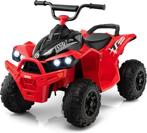 12V Quad Elettrico per Bambini, Macchina Elettrica con Velocità Alta/Bassa, Sedile Comodo Fari Corno e Musica, Auto Elettrica Cavalcabile 2,2/4,3 km/h (Rosso)