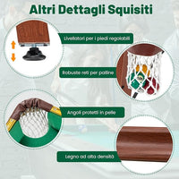 Set Tavolo da Biliardo Pieghevole, Tavolo da Gioco Biliardo Portatile con Livellatori Regolabili per Piedi, 2 Stecche 2 Gessi 16 Palline Spazzola, per Giochi in Famiglia Bar, 138x67x79,5 cm