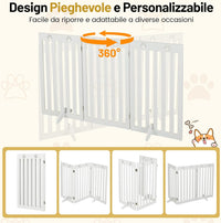 Cancelletto per Cani di Legno Pieghevole, con 3/4 Pannelli e Cuscinetti Antiscivolo, Ideale per Scale e Porta d'Ingresso,151,5 x 89,5 cm (Bianco, 3 Pannelli)