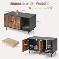 Mobile per Lettiera per Gatti, Casetta per Gatti Moderno con Scomparto a Doppia, Anta, Vano Aperto e Tiragraffi, Mobiletto Multiuso e Moderno da Interno, 90 x 50 x 54 cm