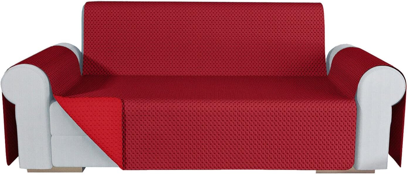Copridivano Double Face Moderno Lavabile Fodera ProteggiDivano 4 Posti Rosso