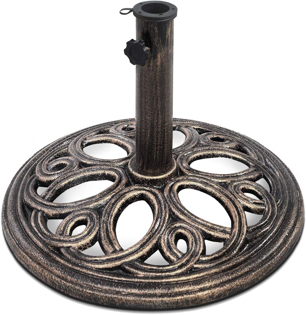 Base per Ombrellone, Ideale per Pali da 38-48mm, Base Ombrellone in Ghisa, Facile da Montare e Pulire, Bronzo