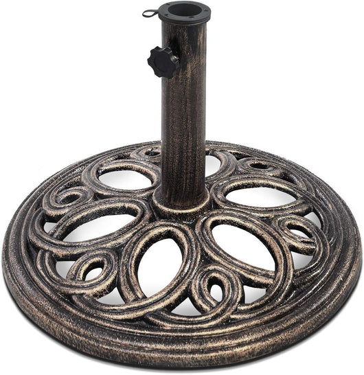 Base per Ombrellone, Ideale per Pali da 38-48mm, Base Ombrellone in Ghisa, Facile da Montare e Pulire, Bronzo
