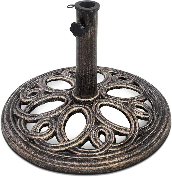 Base per Ombrellone, Ideale per Pali da 38-48mm, Base Ombrellone in Ghisa, Facile da Montare e Pulire, Bronzo