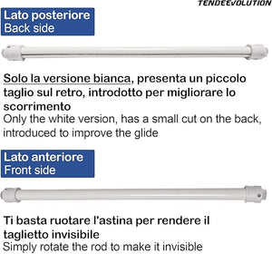 Astina a Molla in Acciao Zincato - Bastoncini Pressione Estensibili 37-63cm - Colore Bianco