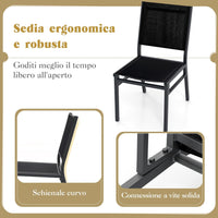 Sedia da Pranzo per Giardino, Sedia Pranzo in Tessuto Textilene, Sedia da Patio senza Braccioli con Schienale, Telaio in Alluminio Resistente, Portata 150 kg (1)