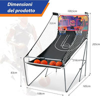 Macchina da Pallacanestro Elettronica, Canestro Basket da Camera a Doppio Tiro Pieghevole con Punteggio Elettronico, 4 Palle, 8 Modalità di Gioco e 2 Canestri (Viola)