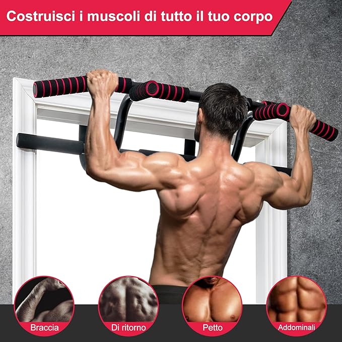 Sbarra Portatile per Trazioni, Barra da Appendere per Allenamento sulla Porta, Sbarra Multifunzionale per Chin Up per Casa e Palestra, Carico 150 kg