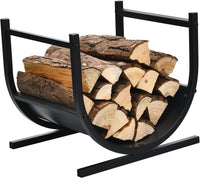 Scaffale per Legna da Ardere, Scaffale di Metallo a Forma di U, Porta Legna con Base Stabile, Stand per Legna da Camino, 43 x 37 x 39,5 cm