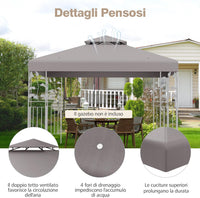 Tetto di Ricambio per Gazebo da Giardino Copertura di Ricambio Gazebo 3 x 3 m (Grigio)