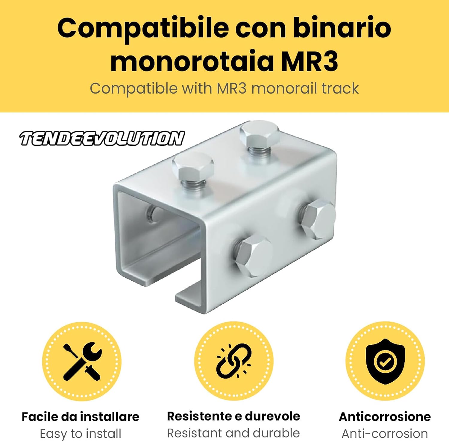 Giunzione in Acciaio Zincato per Profilo Superiore Monorotaia MR3