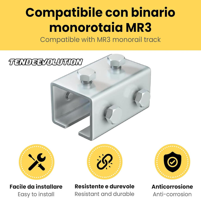 Giunzione in Acciaio Zincato per Profilo Superiore Monorotaia MR3
