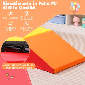 Set di 2 Blocchi per Gattonare e Arrampicare per Neonati e Bambini, Set di Blocchi di Schiuma Morbida per Gioco Attivo Interno, Set di Gioco Morbido per Sviluppo dei Bambini (Giallo e rosso)