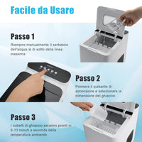 Macchina del Ghiaccio 15kg/24h, Fabbricatore di Ghiaccio con Funziona Autopulizia e Touch, Schermo a LED, Ideale per Casa Ristorante e Bar (Bianco)
