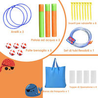 Castello Gonfiabile per Bambini 6 in 1, con Scivolo, Parete per Arrampicarsi, Piscina, Freccette, Gioco di Lancio, Pistole Acquatiche e Borsa, Ideale per 3 Bambini con Età 3-10 Anni