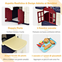 Casetta per Bambini con Porte e Finestre, Casetta Giocattolo con Tavolo, Set Giocattolo con 7 Pezzi, Ideale per Bambini 3-8 Anni, 164x124x132 cm (Blu)