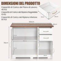 Credenza Buffet, Armadio di Stoccaggio Moderno con 2 Ante e 2 Cassetti, Ripiano Regolabile, Credenza Armadio di Stoccaggio per Cucina, Sala da Pranzo, Bianco