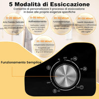 800W Asciugatrice Portatile, Asciugatrice Compatta con 5 Modalità di Asciugatura, Tamburo in Acciaio Inox, Capacità 5 kg, Ideale per Casa Appartamento, 48x40x56 cm [Classe di efficienza energetica C]