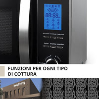 Innoliving Forno a Microonde 23 Litri INN-862S, 800W con Grill, 5 Livelli di Potenza, Funzione Scongelamento, Timer 60 Minuti, Design Elegante in Acciaio, Perfetto per Riscaldare, Cuocere e Scongelare