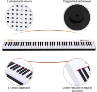 Pianoforte Digitale 88 Tasti, Tastiera Musicale Portatile con Custodia, Pianola Elettronica con 128 Ritmi e Toni, MIDI e Funzione di APP Bluetooth, per Principianti