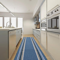 Tappeto Cucina 50x75 cm Antiscivolo Made in Italy Passatoia Corsia Bordata Ingresso Lavabile Blu