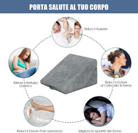 Cuscino a Cuneo per Letto, Cuscino da Lettura Relax e Multiuso, per Gambe Schiena e Ginocchio, con Fodera Lavabile, 55 x 52 x 33 cm