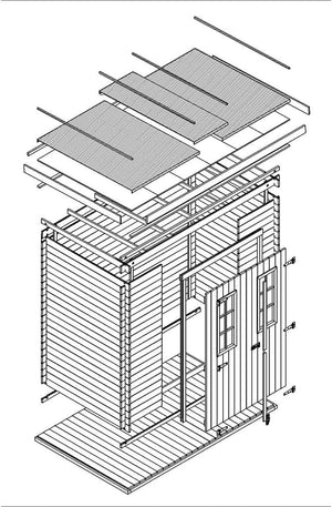 TIMBELA M310C+M310G Casetta da Giardino in Legno per Esterni CON PAVIMENTO TRATTATO 239x144xA200 cm/2.6m2 