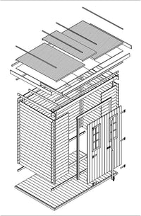 TIMBELA M310C+M310G Casetta da Giardino in Legno per Esterni CON PAVIMENTO TRATTATO 239x144xA200 cm/2.6m2 