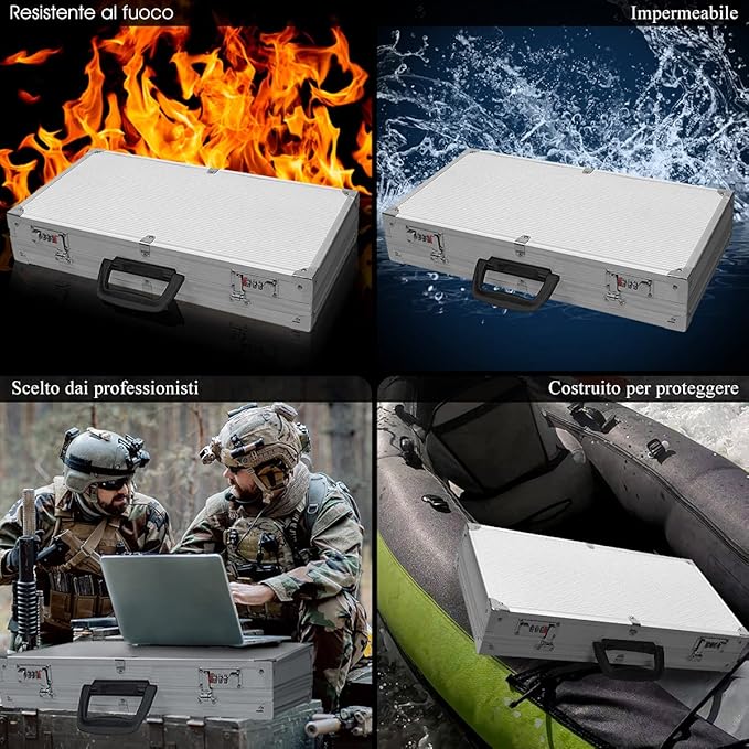 Custodia Dura in Alluminio per Armi, Valigetta per Pistole, Fucili con Serratura, 47 x 25 x 8,3 cm