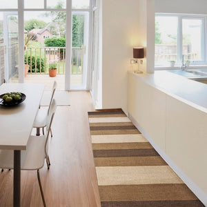 Tappeto Cucina Bagno Puro Cotone Assorbente Intrecciato a Mano Beige 55x140 cm