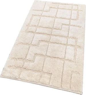 Tappeto Bagno Puro Cotone Morbido 3D Camera Sendiletto Elegante Lavabile Panna 55x90 cm