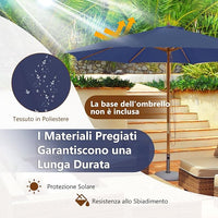 Ombrellone da Giardino 300 x 300 cm, Ombrellone Pieghevole con 8 Stecche di Bambù, 3 Altezze Regolabili, Ombrellone da Parasole Impermeabile, per Giardino Cortile Piscina