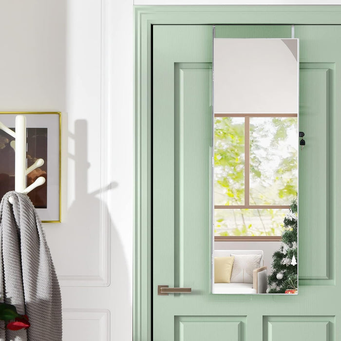 Armadietto Portagioie con Specchio, Armadio per Gioielli con 6 Luci LED e Cassetti, Organizer Gioielli per Camera da Letto e Cabina Armadio, 36 x 10 x 108 cm (Bianco)