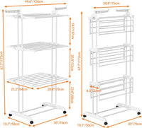 Stendino Verticale Salvaspazio - RATTANTREE - 4 Livelli Stendibiancheria Allungabile con Ruote, Acciaio Inossidabile Stendino da Balcone Esterno, Stendipanni per Interno, Bianca