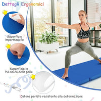 Tappetino da Yoga Spesso, Tappetino Fitness Pieghevole e Portatile con Imbottitura in EPE, Cerniera e Maniglie, Materassino Allenamento da Casa e Palestra,180 x 60 x 5 cm