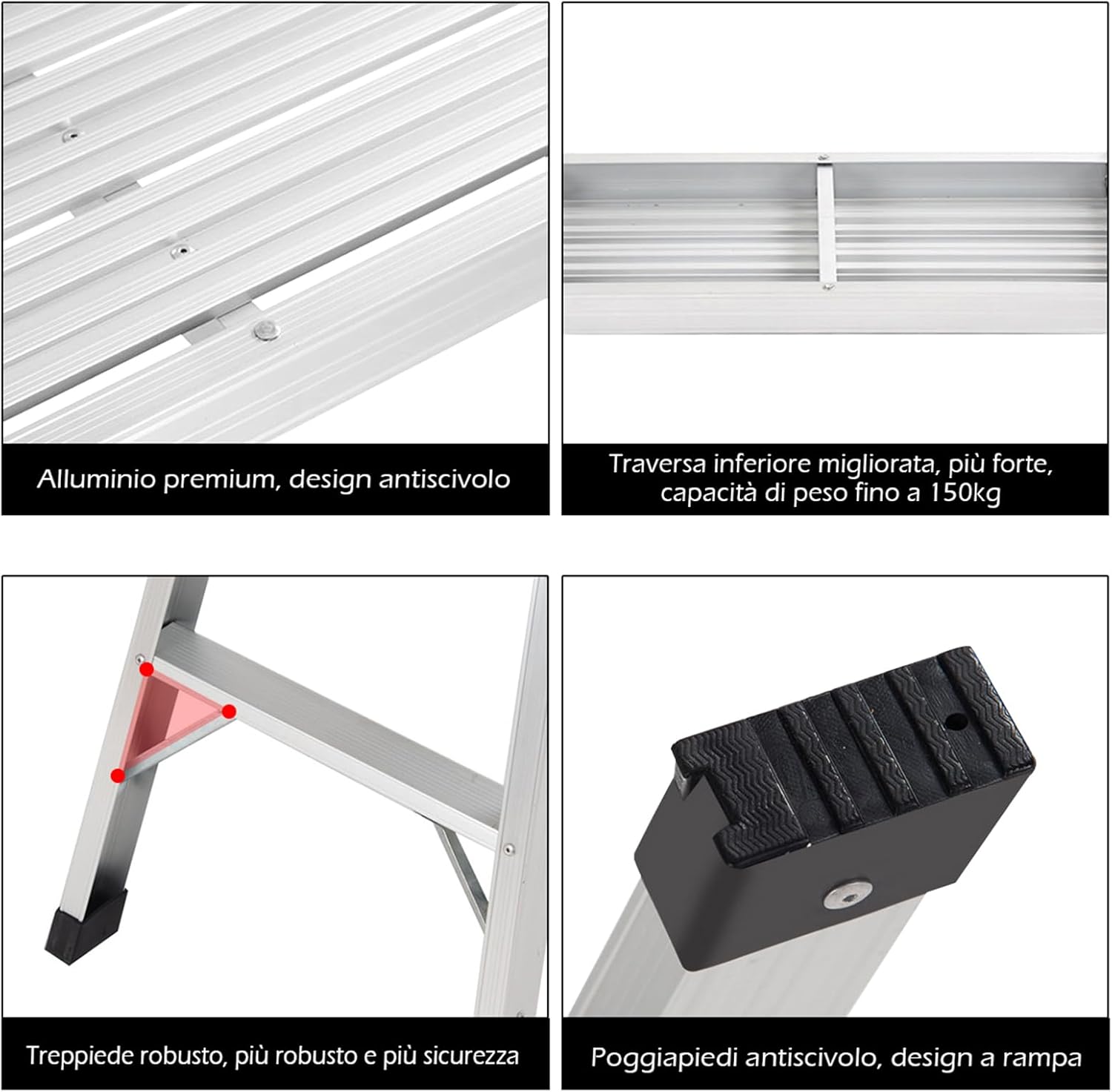 Piattaforma di Lavoro Sgabello di Alluminio Leggero, Pieghevole e Antiscivolo, capacit¨¤ 150 kg