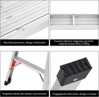 Piattaforma di Lavoro Sgabello di Alluminio Leggero, Pieghevole e Antiscivolo, capacit¨¤ 150 kg