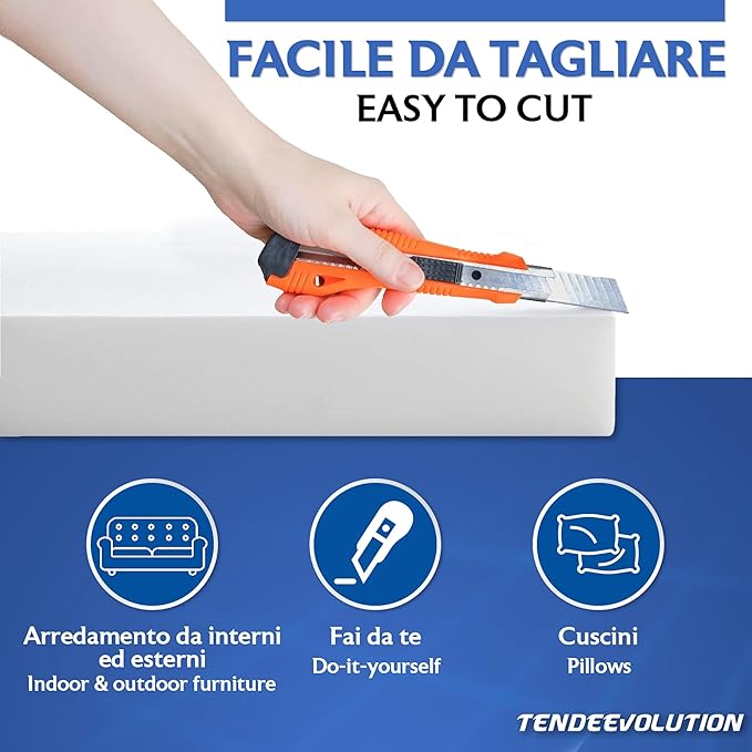 Gommapiuma per Divano | Cuscino Imbottitura Poliuretano Espanso Spugna | Densità 30 | 60x60cm - Spessore 12cm