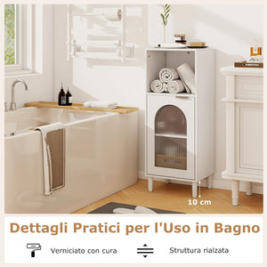 Armadietto da Bagno 35 x 30 x 90 cm, Mobiletto Bagno Salvaspazio in Legno con Anta in Vetro Temperato e Ripiano Regolabile, Colonna Salvaspazio per Corridoio, Soggiorno e Cuccina