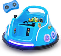 12V Autoscontro Elettrico per Bambini, Macchina Elettrica per Bambini con Design Girevole a 360° Telecomando Luci Musica, Macchina Cavalcabile per Bambini 37-96 Mesi (Blu)