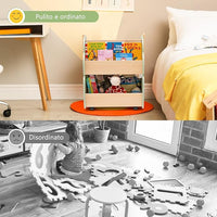 Libreria per Bambini in Legno, Scaffale di Stoccaggio a 2 Livelli per Bambini e Bambine, Organizzatore di Libri e di Giocattoli, Ideale per Caremetta e Nido, 52 x 46 x 62,5 cm (Verde)