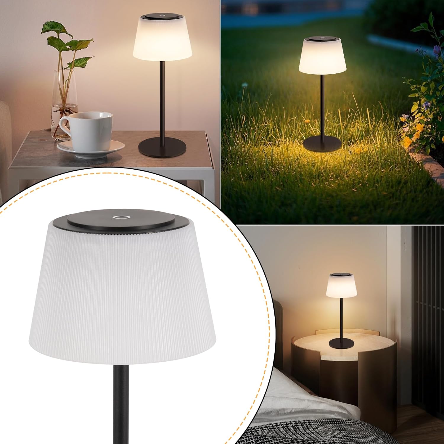 ZMH Lampada da tavolo LED moderna touch dimmerabile 3600mAh batteria per soggiorno