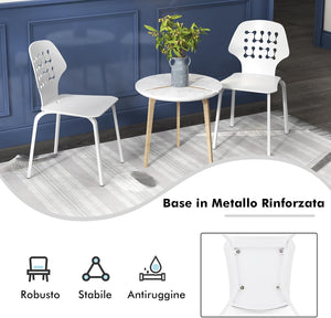 COSTWAY Set di 4 Sedie da Pranzo in Metallo, Sedie da Cucina Moderne con Schienale Traforato e Gambe in Metallo, Sedie senza Braccioli per Sala da Pranzo, Soggiorno, Portata 150 kg (Bianco)