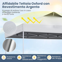 Gazebo Pop-up da 295 x 295 cm, Gazebo da Giardino Impermeabile con Blocco Centrale, Borsa da Trasporto Portatile, Corde Antivento, Picchetti, Tenda Regolabile in Altezza per Feste (Bianco)