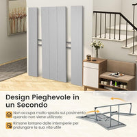 Tavolo da Picnic Pieghevole con 2 Panche, Set di Tavolo da 183 cm con Telaio in Metallo, Piano in HDPE, con Foro per Ombrellone, Tavolo da Pranzo da Giardino, Portata Totale 650 kg (Grigio)