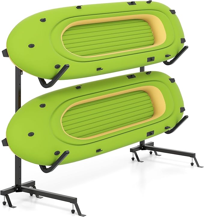 Porta-Kayak Autoportante, Rastrelliera per Kayak con Base Larga, Piedi Regolabili e Coperture Imbottite, Scaffale autoportante per Canoa per SUP e Canoe, Portata 80 kg