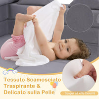 Divano Modulare per Bambini, 9 Pezzi, Divano Letto per Bambini in Schiuma con Tessuto Suede, Coperture Lavabili, Divano Convertibile per Stanze da Gioco, Camere da Letto, Soggiorno (Grigio)