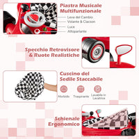 4 in 1 Girello per Bambini, Primi Bassi per Neonati con Altezza Regolabile, Girello Pieghevole con Vassoio Rimovibile, Musica e Luci, per Bambini 6+ Mesi (Rosso)