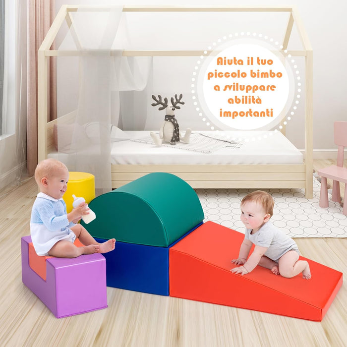 Set di 6 Blocchi per Bambini con Diverse Forme e Colori, Centro Attività Palestrina Giocattolo per Arrampicata e Strisciamento (Viola)